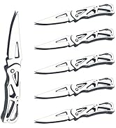 WWZJ 6 Pack Stainless Steel Self-Defense Folding Knife With Key Ring, Outdoor Survival Pocket Kni...