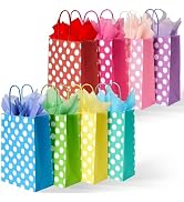 BLEWINDZ 32 Pieces Small Gift Bags with 32 Tissues, 8 Colors Rainbow Party Favor Bags with Handle...