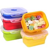 FUSMYE 5 Pack Collapsible Silicone Food Storage Containers with Leak-Resistant Lids, 12 oz Small ...