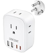LENCENT South Africa Plug Adapter, Type M Adapter For South Africa with 4 American Outlets, 4 USB...