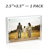 Sezanrpt Acrylic Picture Frames 2.5x3.5 inches, Clear Double Sided Magnetic Photo Block Frame,Des...