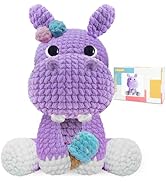 CODGP Crochet Kit for Beginners,11.8in Crochet Animal Kit Hippo,Crochet Starter Kit Gift for Adul...