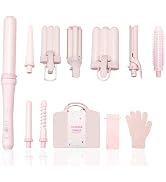 SPPZCUR Curling Iron Set 9-in-1, Hair Curler with 7 Curler Wands, Hair Straightener and Heated Ro...
