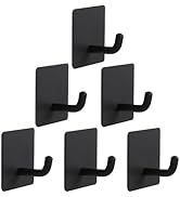 Vanloory Bath Towel Hooks - 6 Pack Strong Self Adhesive Coat/Clothes Hooks, No Drilling Sticky Ho...
