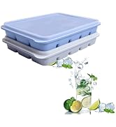 Ice Cube Trays Set of 2, Easy Release 15 Flexible Silicone Ice Cube Molds with Removable Lid Reus...