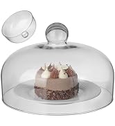 Housoutil Glass Cake Dome Cover, 10 Inch Clear Round Cake Cover, Glass Dessert Dome Lid for Kitch...