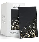 Stylish 7.5 x 4.25 Inch Black and Gold Napkins - 100 Pack of White and Black and Gold Dinner Napk...
