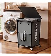 160L Laundry Basket with Wheels, Rolling Laundry Hamper with Cloth Cover, Laundry Cart with Metal...