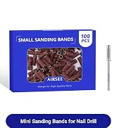 AIRSEE 100pcs Small Sanding Bands Nail Drill Bits 180 Medium Grit Nail File Attachments with 3.1m...