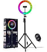 Merkury Innovations Vlog Cast Studio XL, Adjustable Ring Light with 9 Light Settings | Bluetooth ...