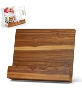 LWSFF Natural Acacia Wood Cookbook Stand for Kitchen Counter, Rustic Farmhouse Recipe Book Holder...