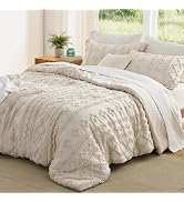 Bedsure Tufted Boho Comforter Set Queen Size - Beige Boho Bed Set, GentleSoft™ 3 Pieces Farmhouse...