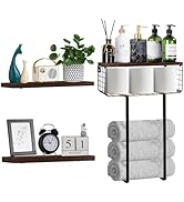 Vanloory Floating Shelves Over Toilet, Wall Mounted Bathroom Organizer Shelf with Storage Basket ...