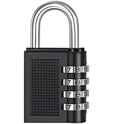 ZHEGE Gym Lock 4 Digit Combination Padlock for Locker, School, Storage, Room, Fence, Toolbox (Black)