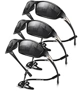 Foliful 3 Pack Polarized Sports Sunglasses for Men, Mens Sunglasses Wrap Around UV Protection for...