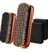 4 Pcs Horsehair Felt Hat Brush Kit with Cleaning Sponge Cowboy Clean Hat Wood Fedora Hat Cleaning...