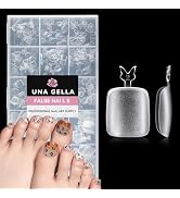 UNA GELLA Toe Nail Tips Full Cover, 216 Pcs Square Round Toe Nail Press Ons Clear Pre-shape Gel T...