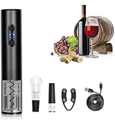 Electric Wine Bottle Opener Auto Wine Opener Cordless Wine Opener Rechargeable with Foil Cutter, ...