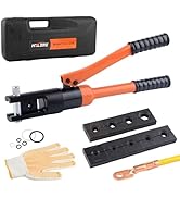 HZLZRZ Hydraulic Crimping Tool 12 Tons, Range 8AWG-4/0AWG(250MCM), Hydraulic Cable Lug Crimper wi...