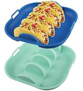 Velicber Silicone Taco Holder Set of 2, Non-Slip Taco Plates with Dividers, Reusable Fit for Kitc...
