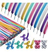 SULALABOO Metallic 260 Balloons 80PCS Multicolored Latex Long Shiny Balloon to Twisting Flowers A...