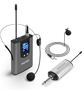 HOTEC UHF Wireless Headset Microphone/Lavalier Lapel Mic with Bodypack Transmitter and Mini Recha...
