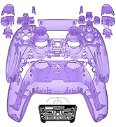 eXtremeRate Full Set Housing Shell with Buttons Touchpad Cover, Clear Atomic Purple Custom Replac...