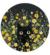 TuY-MouseP-003 Floral Black Cat Mouse Pad, Cat Mouse Pads for Wireless Mouse Computers Laptop Des...