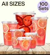 100 Pack 16 oz Clear Plastic Cups with Strawless-Sip-Lids, Disposable Cups Plastic Iced Coffee Cu...