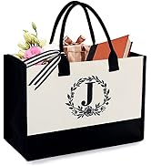 BeeGreen Embroidery Monogram Initial Tote Bag for Women Teacher Mom Friend Personalized Gift for ...