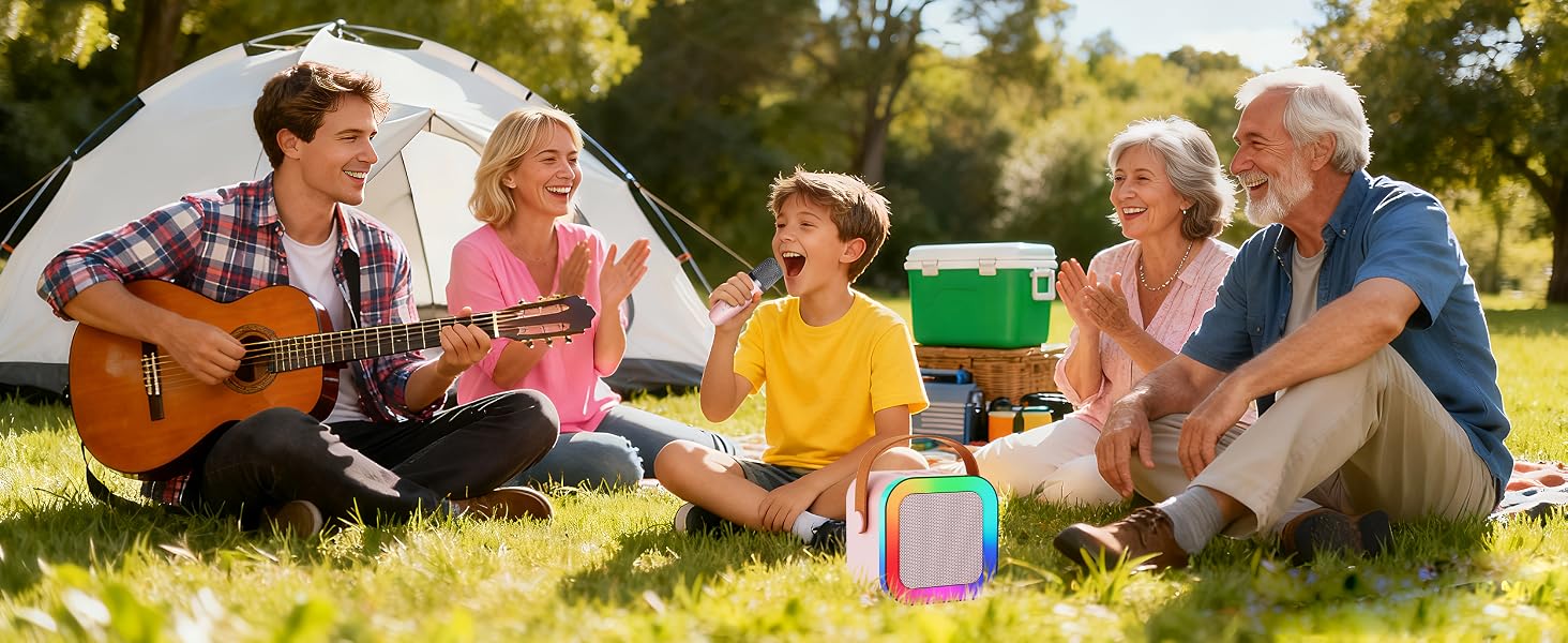 Kids Karaoke Machine for Ages 3-12, Portable Mini Bluetooth Speaker with Two Wireless Microphones