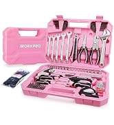 WORKPRO Pink Tool Box, 284PCS Pink Household Tool Set, Pink Tool Kit for Home with Sockets, Plier...