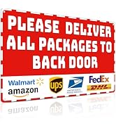 Piemow Package Delivery Metal Sign, Please Deliver All Packages to Back Door, Waterproof & Rustpr...