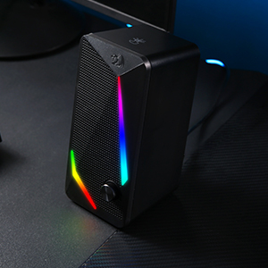 Redragon GS510 RGB speaker with compact design for PC desks saves space while adding style