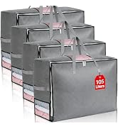 4Pack 105L Extra Large Blanket Storage Bags, Foldable Comforter Storage Bag for Bedding Pillow Sh...