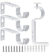 Adjustable Curtain Rod Brackets, Heavy Duty Curtain Rod Holders, White 4 Pack Adjustable Curtain ...