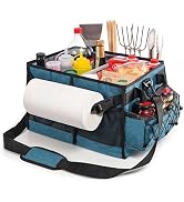 Lorbro Grill Caddy, BBQ Caddy with Paper Towel Holder, Portable Picnic Basket for Utensil and Con...