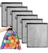 PLULON 6 Pcs Mesh Bag Drawstring Mesh Laundry Bags, 18 x 12 Inch Nylon Drawstring Bag for Pool Be...