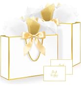 Ethhqu Fancy Large Gift Bags with Handles, 2 Pack 12.6x10x4 Inches - Includes Tissue Paper & Card...