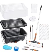 PinStone 36pcs 12"-18" Adjustable Large Paint Roller Kit: Bucket Tray Liners, 1-5Ft Aluminum Exte...