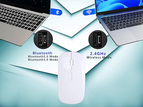 Wireless USB 2.4G+Bluetooth5.2/3.0 Dual Mode Mouse