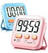 Antonki 2 Pack Digital Timer for Kids Classroom Kitchen Timers for Cooking | With 2*AAA Battery, ...