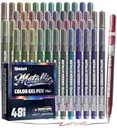 Joyask Metallic Gel Pens, 48 Colored Pens for Black Paper & White Paper, 1.0 mm Point Colorful Pe...