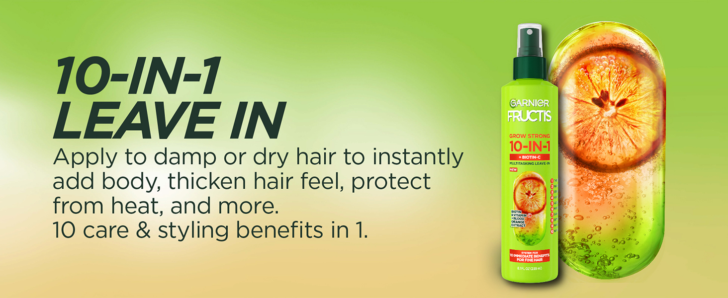 10-in-1 leave in: apply to damp or dry hair to instantly add body, thicken hair feel