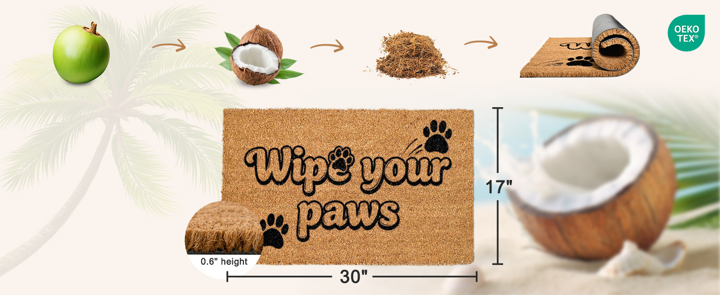 funny muddy coir welcome door mat natural fiber eco-friendly outdoor indoor outside doormat