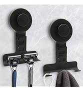 WingWider Suction Cup Razor Holder for Shower Wall 2 Pack,Heavy-Duty 15lbs Suction Hooks for Razo...