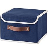 HYVAKUPPA Collapsible Storage Boxes Baskets with Lid Cotton Linen Fabric Storage Bins with Faux L...