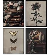 KDHTY Vintage Library Cottagecore Bookish Wall Decor Dark Academia Wall Art,Moody Wall Art Bathro...