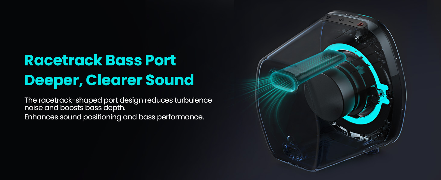 Racetrack Bass Port for Deeper, Clearer Sound
