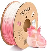 CCTREE Temperature Color Change PLA+ Filament 1.75mm, Color Change Red to White 3D Printer Filame...